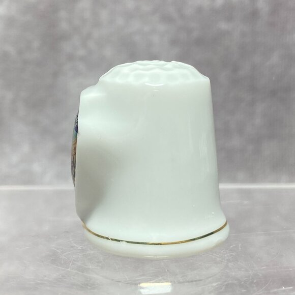 Porcelain Thimble With Old Town Plaza Albuquerque NM Design Collectible Souvenir - Picture 3 of 8